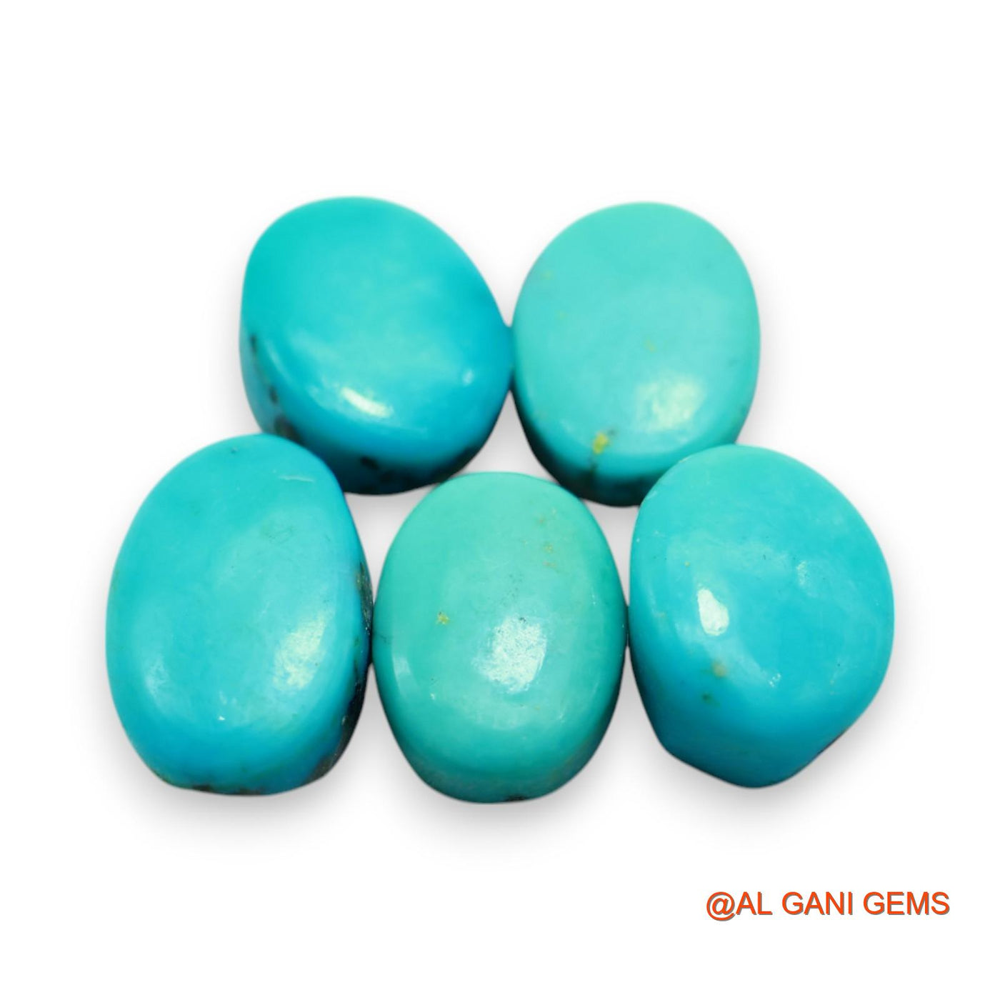 5 Pcs 38.00 Cts Natural Arizona TURQUOISE Loose Gemstone Oval Cabochon Wholesale Lot 10X13X4 TO 10X16X5 MM T-716