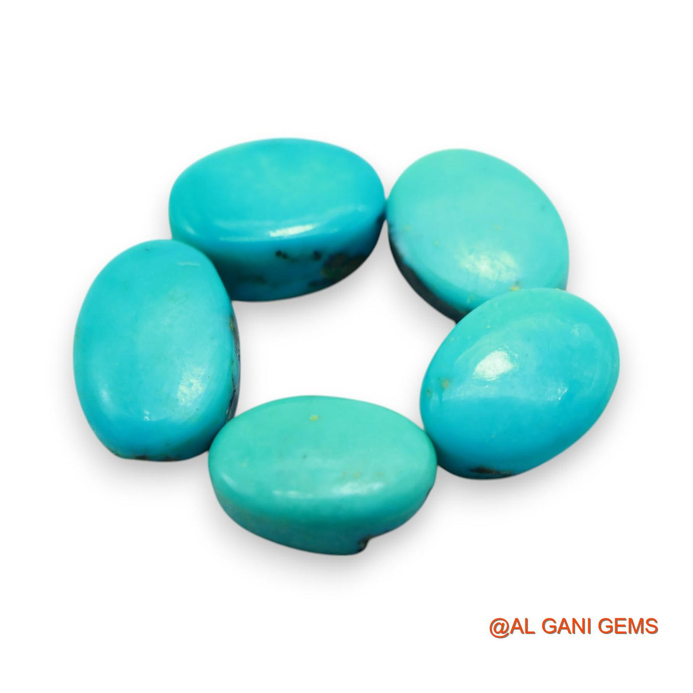 5 Pcs 38.00 Cts Natural Arizona TURQUOISE Loose Gemstone Oval Cabochon Wholesale Lot 10X13X4 TO 10X16X5 MM T-716