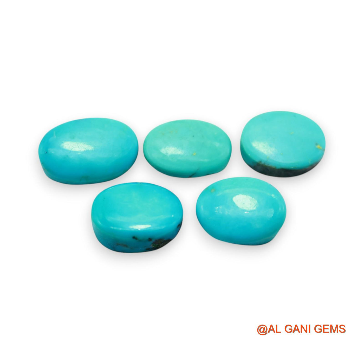 5 Pcs 38.00 Cts Natural Arizona TURQUOISE Loose Gemstone Oval Cabochon Wholesale Lot 10X13X4 TO 10X16X5 MM T-716