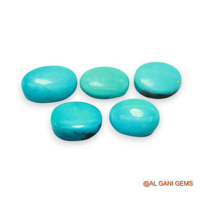 5 Pcs 38.00 Cts Natural Arizona TURQUOISE Loose Gemstone Oval Cabochon Wholesale Lot 10X13X4 TO 10X16X5 MM T-716