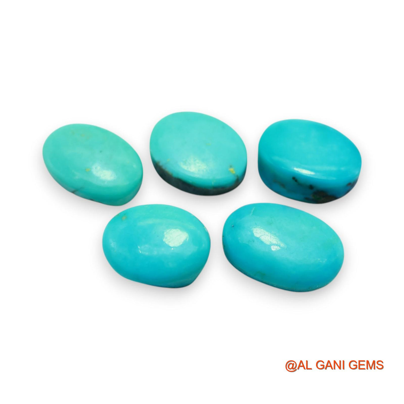 5 Pcs 38.00 Cts Natural Arizona TURQUOISE Loose Gemstone Oval Cabochon Wholesale Lot 10X13X4 TO 10X16X5 MM T-716