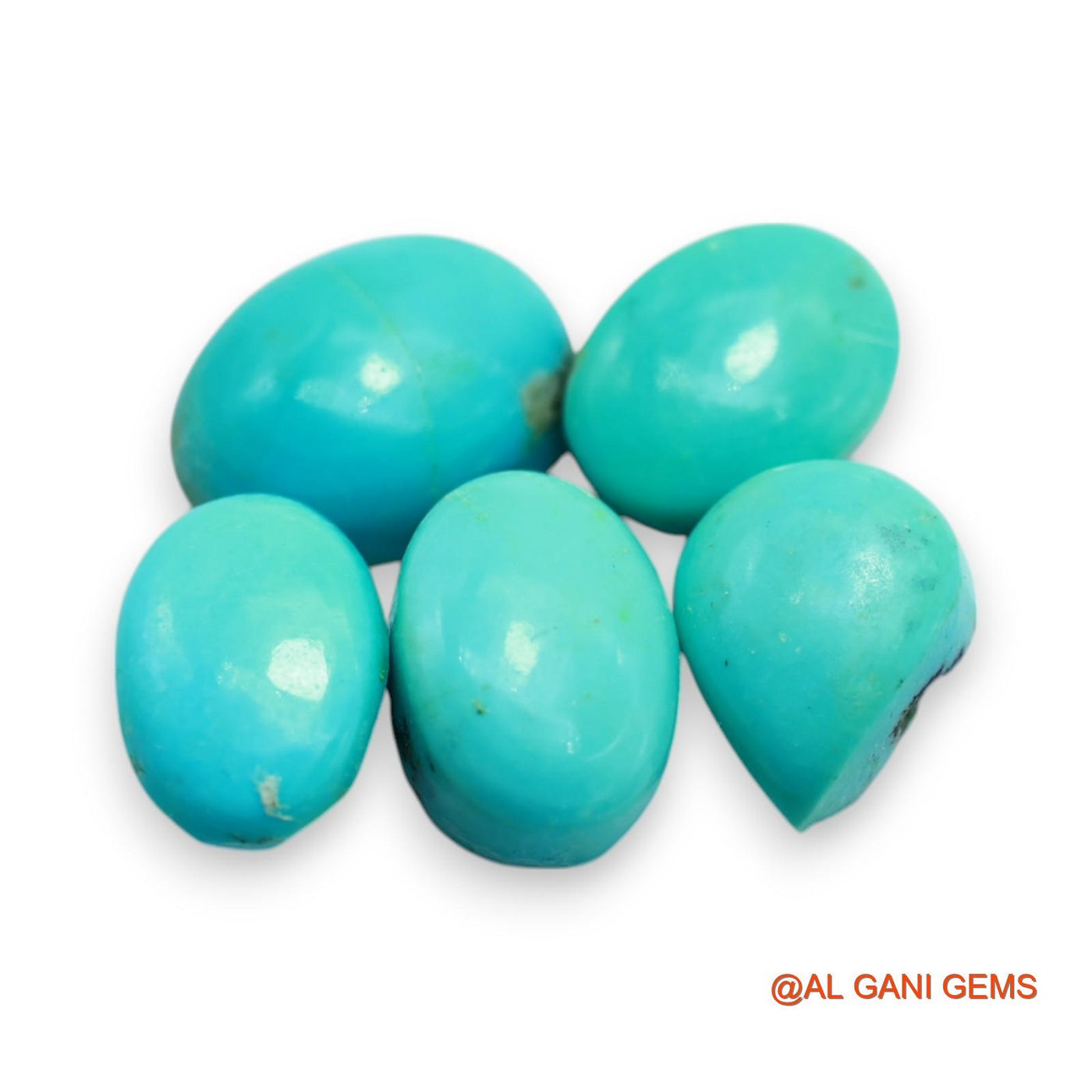 5 Pcs 33.00 Cts Natural Arizona TURQUOISE Loose Gemstone Oval Cabochon Wholesale Lot 10X13X6 TO 11X15X5 MM T-717
