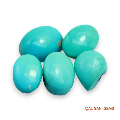 5 Pcs 33.00 Cts Natural Arizona TURQUOISE Loose Gemstone Oval Cabochon Wholesale Lot 10X13X6 TO 11X15X5 MM T-717