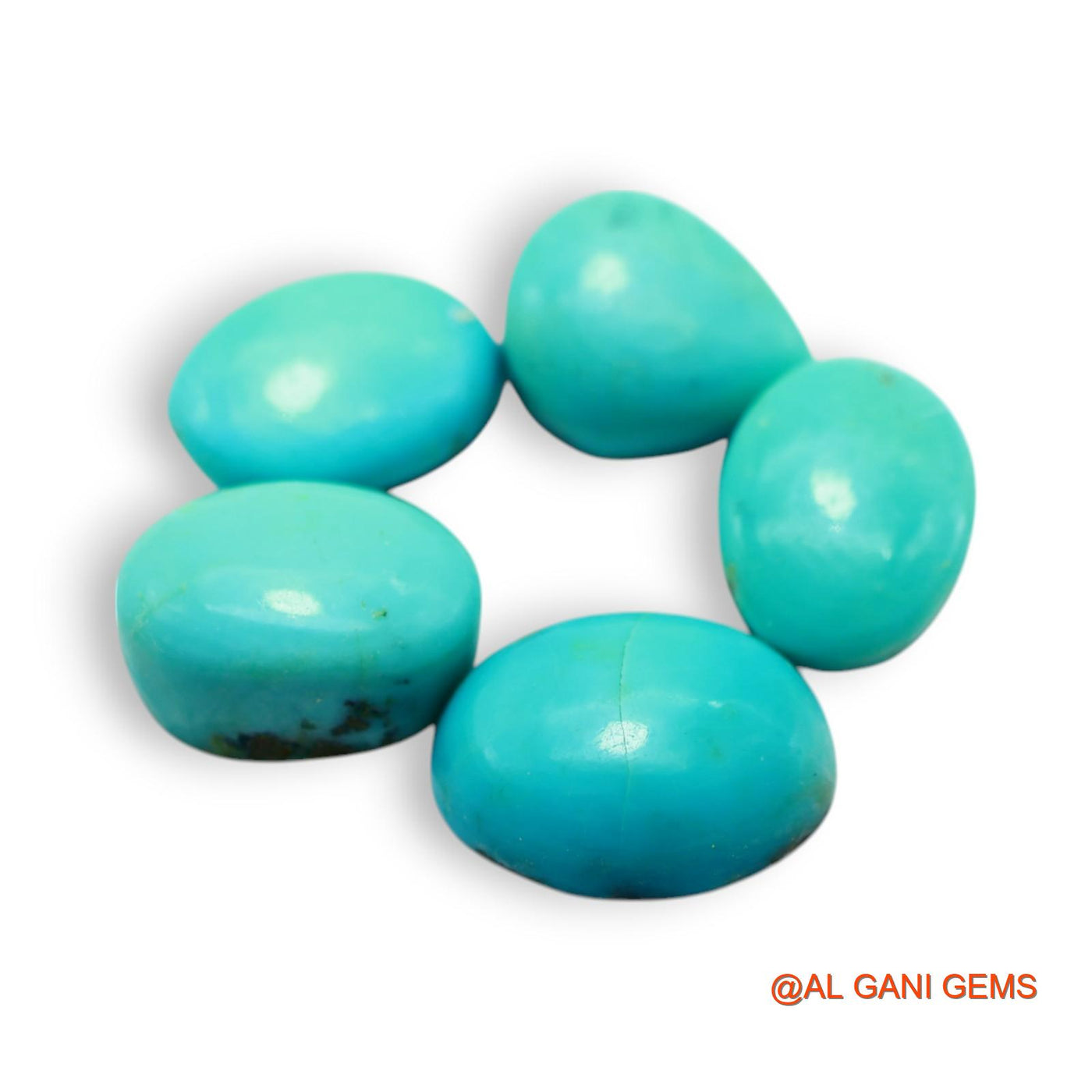 5 Pcs 33.00 Cts Natural Arizona TURQUOISE Loose Gemstone Oval Cabochon Wholesale Lot 10X13X6 TO 11X15X5 MM T-717