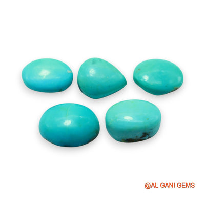 5 Pcs 33.00 Cts Natural Arizona TURQUOISE Loose Gemstone Oval Cabochon Wholesale Lot 10X13X6 TO 11X15X5 MM T-717