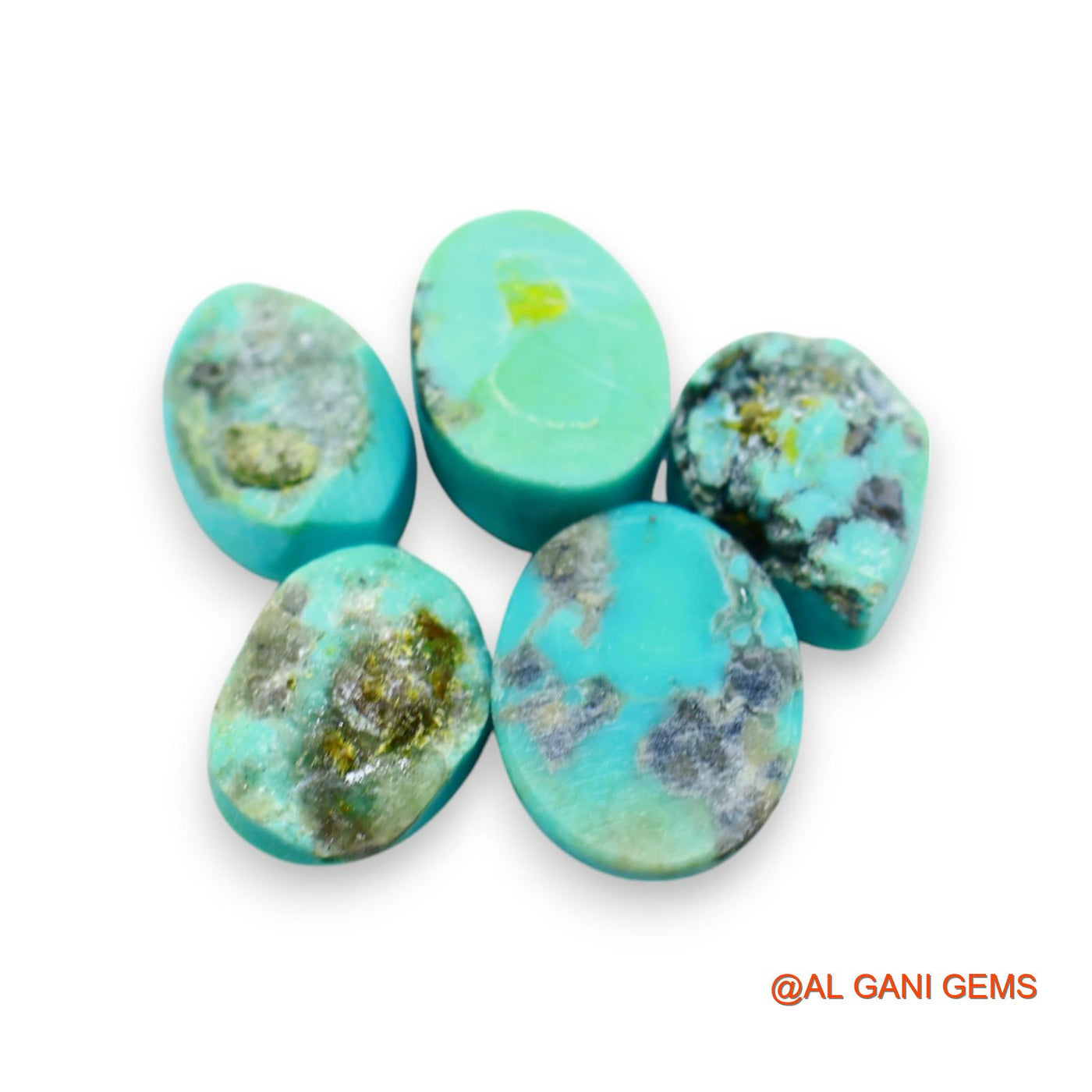 5 Pcs 33.00 Cts Natural Arizona TURQUOISE Loose Gemstone Oval Cabochon Wholesale Lot 10X13X6 TO 11X15X5 MM T-717