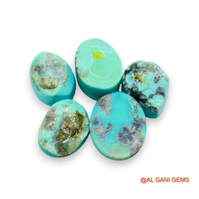 5 Pcs 33.00 Cts Natural Arizona TURQUOISE Loose Gemstone Oval Cabochon Wholesale Lot 10X13X6 TO 11X15X5 MM T-717