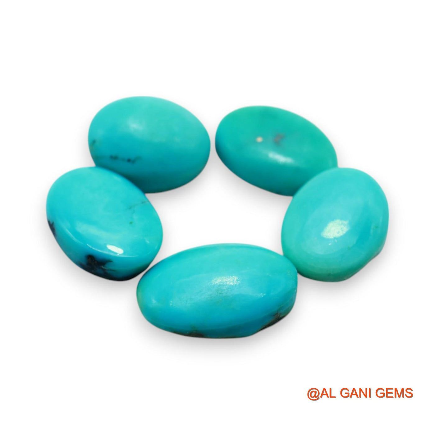 5 Pcs 29.00 Cts Natural Arizona TURQUOISE Loose Gemstone Oval Cabochon Wholesale Lot 9X14X3 TO 11X16X5 MM T-718