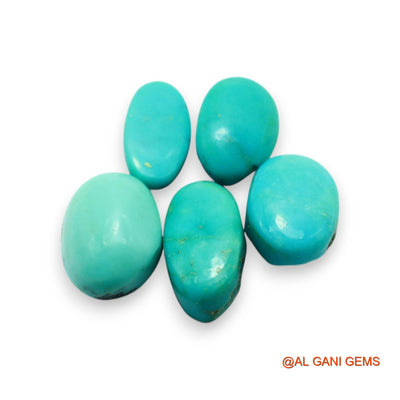5 Pcs 28.00 Cts Natural Arizona TURQUOISE Loose Gemstone Oval Cabochon Wholesale Lot 6X13X4 TO 10X14X7 MM T-719
