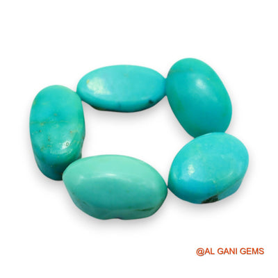 5 Pcs 28.00 Cts Natural Arizona TURQUOISE Loose Gemstone Oval Cabochon Wholesale Lot 6X13X4 TO 10X14X7 MM T-719