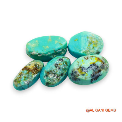 5 Pcs 28.00 Cts Natural Arizona TURQUOISE Loose Gemstone Oval Cabochon Wholesale Lot 6X13X4 TO 10X14X7 MM T-719