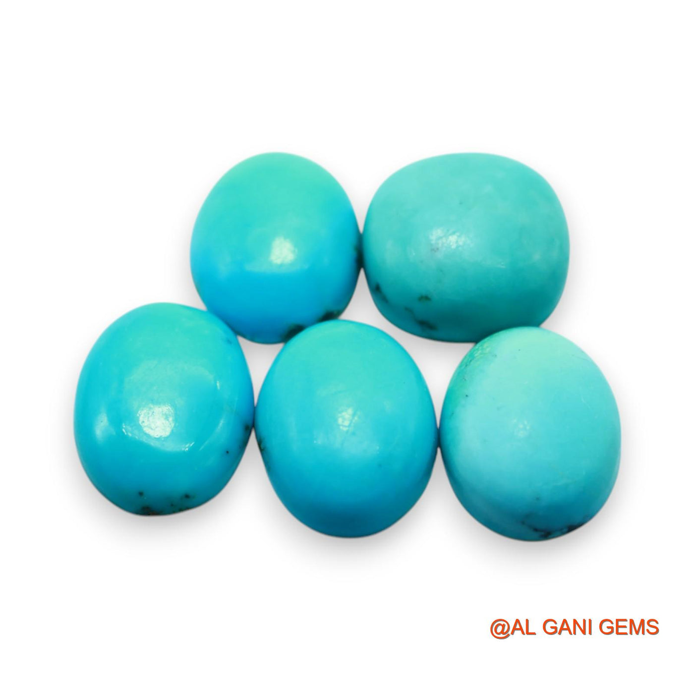 5 Pcs 32.00 Cts Natural Arizona TURQUOISE Loose Gemstone Oval Cabochon Wholesale Lot 13X13X5 TO 12X15X4 MM T-720