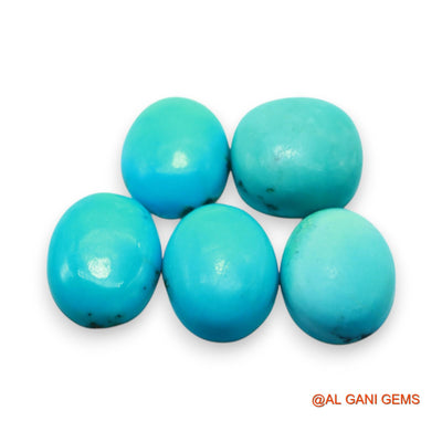 5 Pcs 32.00 Cts Natural Arizona TURQUOISE Loose Gemstone Oval Cabochon Wholesale Lot 13X13X5 TO 12X15X4 MM T-720