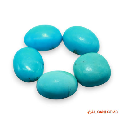5 Pcs 32.00 Cts Natural Arizona TURQUOISE Loose Gemstone Oval Cabochon Wholesale Lot 13X13X5 TO 12X15X4 MM T-720