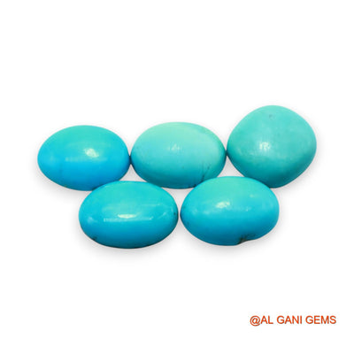 5 Pcs 32.00 Cts Natural Arizona TURQUOISE Loose Gemstone Oval Cabochon Wholesale Lot 13X13X5 TO 12X15X4 MM T-720