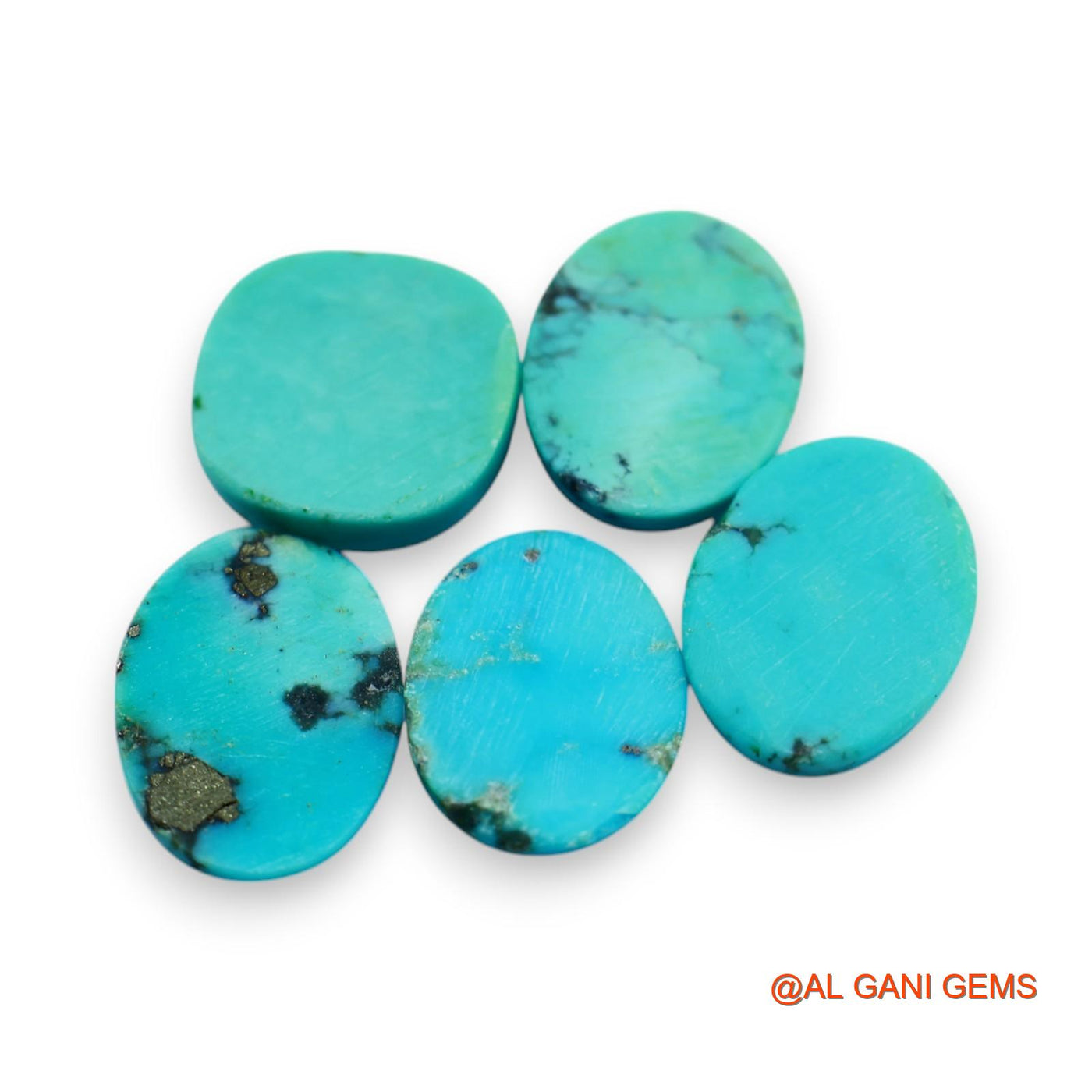 5 Pcs 32.00 Cts Natural Arizona TURQUOISE Loose Gemstone Oval Cabochon Wholesale Lot 13X13X5 TO 12X15X4 MM T-720