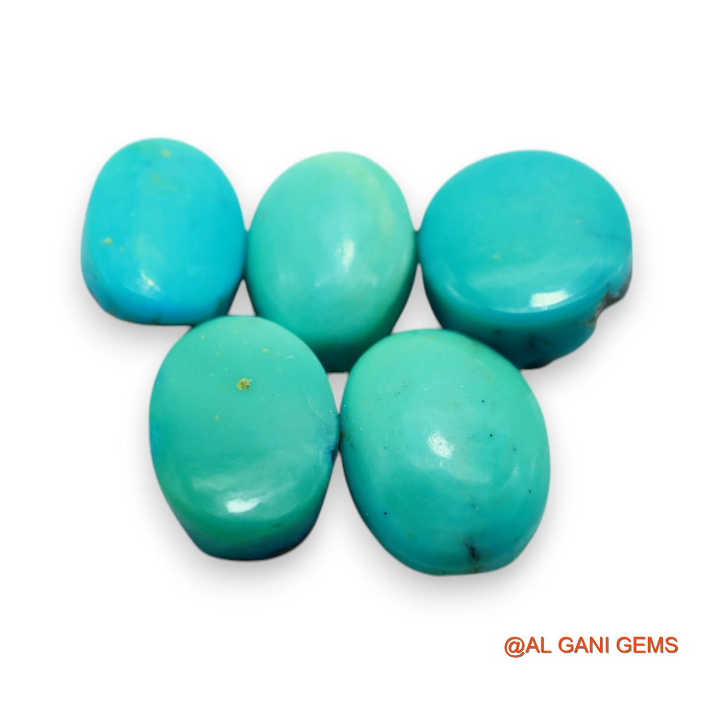 5 Pcs 33.00 Cts Natural Arizona TURQUOISE Loose Gemstone Oval Cabochon Wholesale Lot 9X13X5 TO 10X15X5 MM T-721