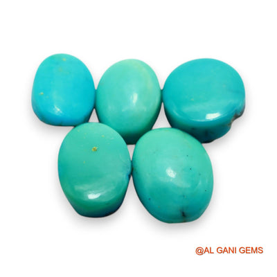5 Pcs 33.00 Cts Natural Arizona TURQUOISE Loose Gemstone Oval Cabochon Wholesale Lot 9X13X5 TO 10X15X5 MM T-721