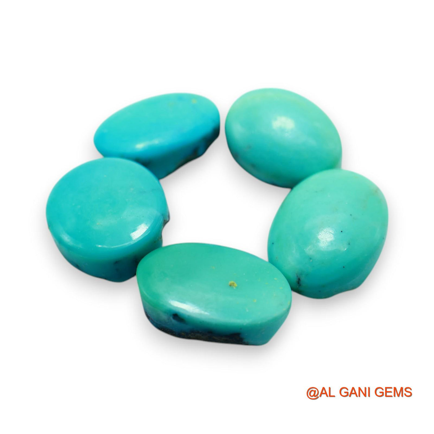 5 Pcs 33.00 Cts Natural Arizona TURQUOISE Loose Gemstone Oval Cabochon Wholesale Lot 9X13X5 TO 10X15X5 MM T-721
