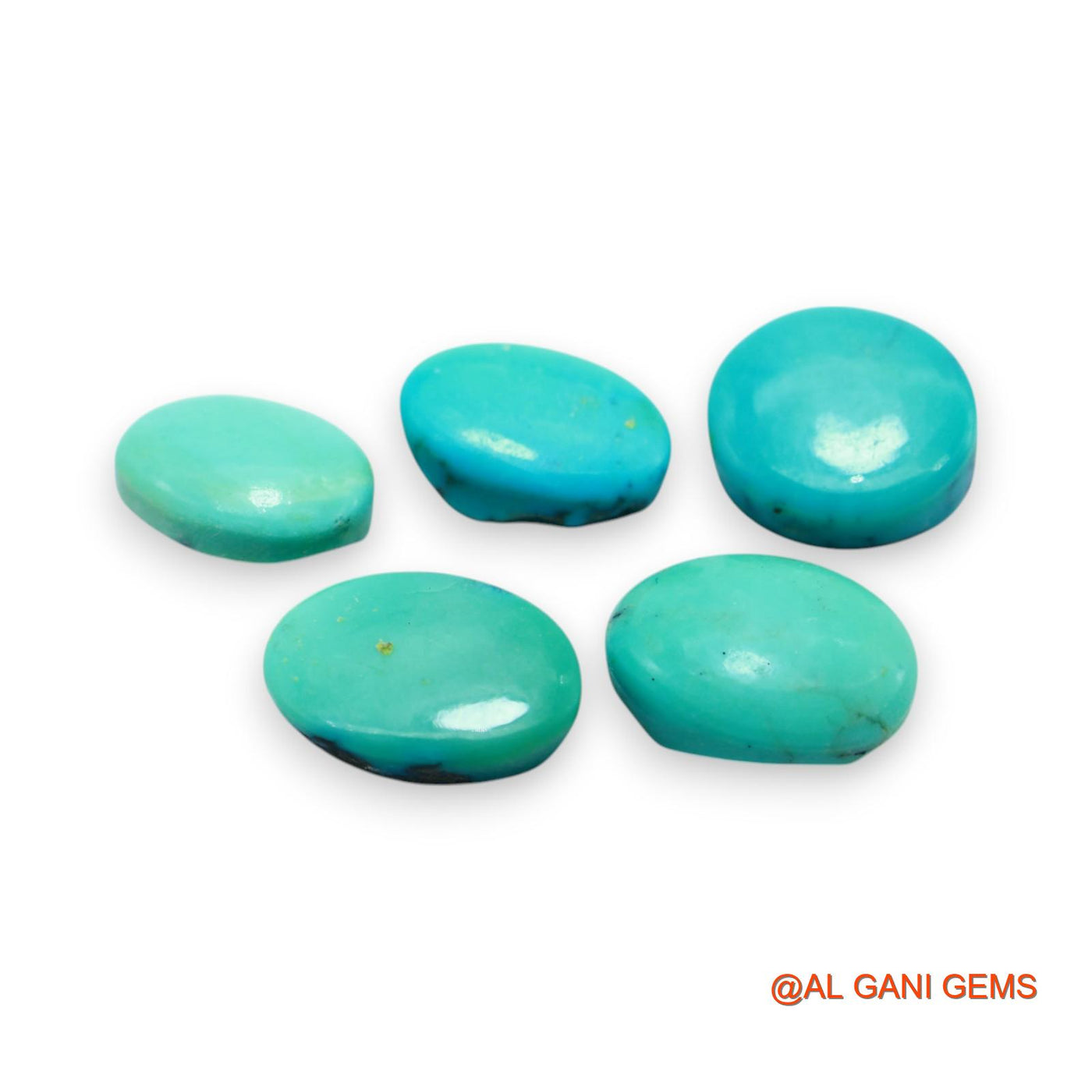 5 Pcs 33.00 Cts Natural Arizona TURQUOISE Loose Gemstone Oval Cabochon Wholesale Lot 9X13X5 TO 10X15X5 MM T-721