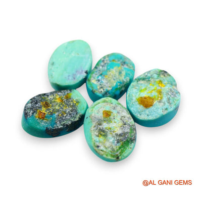 5 Pcs 33.00 Cts Natural Arizona TURQUOISE Loose Gemstone Oval Cabochon Wholesale Lot 9X13X5 TO 10X15X5 MM T-721