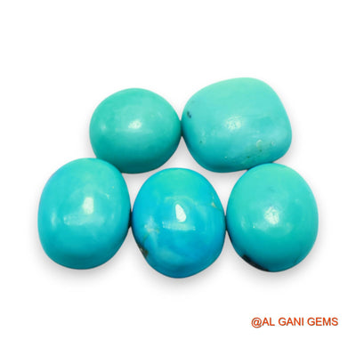 37.00 Cts Natural Arizona TURQUOISE Fancy Cabochon 5 Pcs Wholesale Lot Loose Gemstone 12X12X5 TO 11X15X5 MM T-722