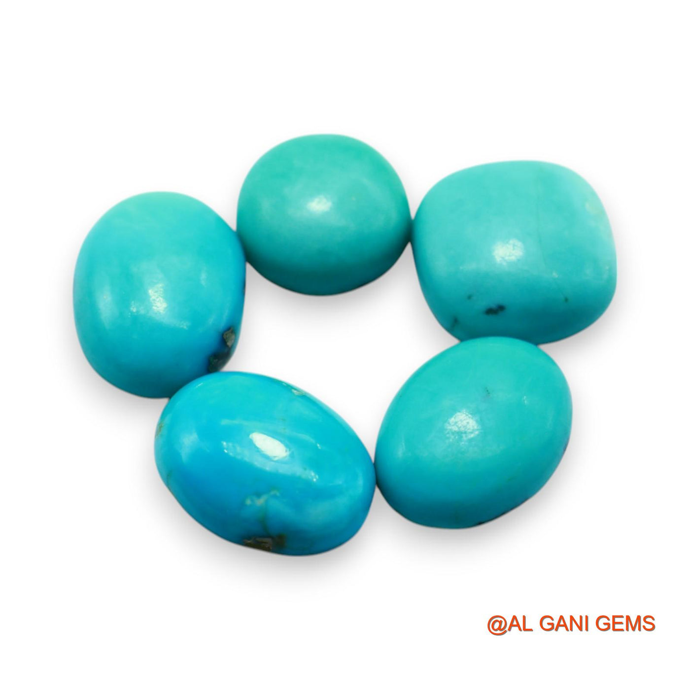 37.00 Cts Natural Arizona TURQUOISE Fancy Cabochon 5 Pcs Wholesale Lot Loose Gemstone 12X12X5 TO 11X15X5 MM T-722
