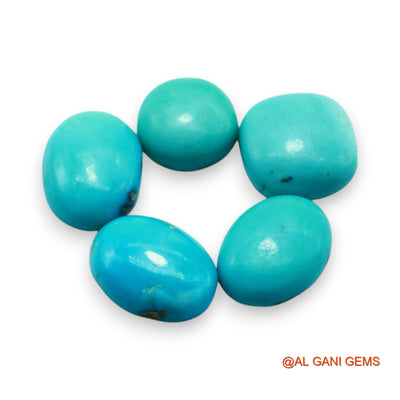 37.00 Cts Natural Arizona TURQUOISE Fancy Cabochon 5 Pcs Wholesale Lot Loose Gemstone 12X12X5 TO 11X15X5 MM T-722