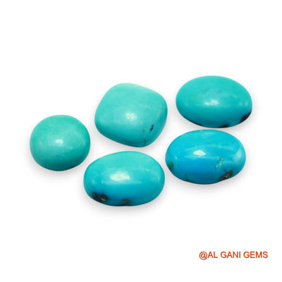 37.00 Cts Natural Arizona TURQUOISE Fancy Cabochon 5 Pcs Wholesale Lot Loose Gemstone 12X12X5 TO 11X15X5 MM T-722