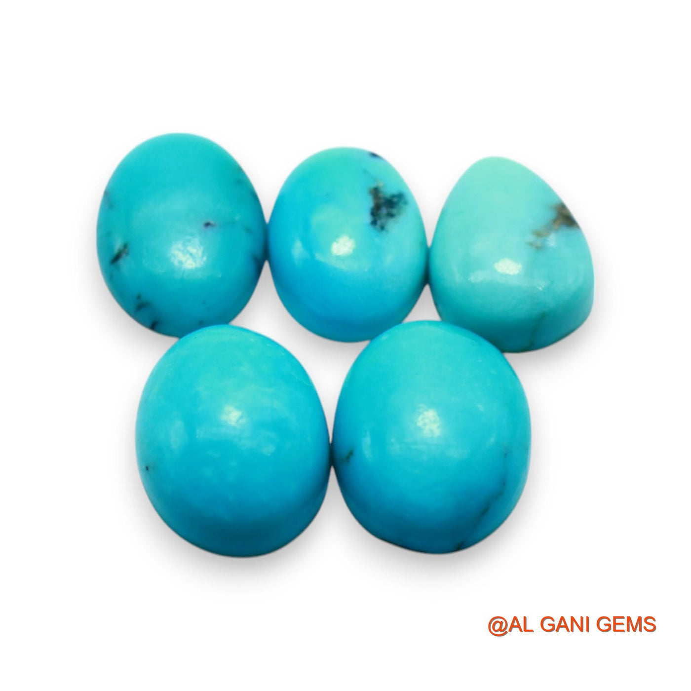5 Pcs 30.00 Cts Natural Arizona TURQUOISE Loose Gemstone Oval Cabochon Wholesale Lot 10X14X3 TO 12X15X5 MM T-723