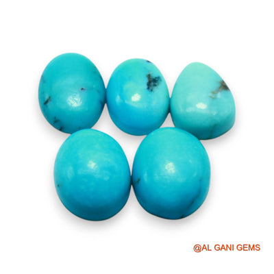 5 Pcs 30.00 Cts Natural Arizona TURQUOISE Loose Gemstone Oval Cabochon Wholesale Lot 10X14X3 TO 12X15X5 MM T-723