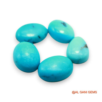 5 Pcs 30.00 Cts Natural Arizona TURQUOISE Loose Gemstone Oval Cabochon Wholesale Lot 10X14X3 TO 12X15X5 MM T-723