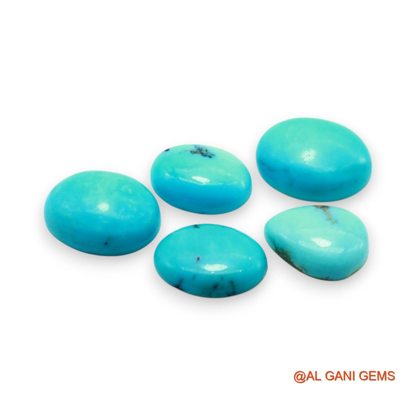 5 Pcs 30.00 Cts Natural Arizona TURQUOISE Loose Gemstone Oval Cabochon Wholesale Lot 10X14X3 TO 12X15X5 MM T-723