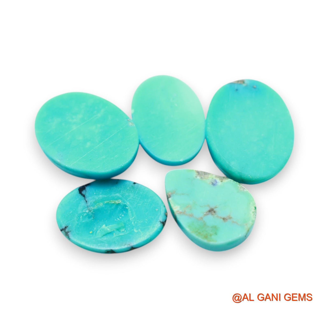 5 Pcs 30.00 Cts Natural Arizona TURQUOISE Loose Gemstone Oval Cabochon Wholesale Lot 10X14X3 TO 12X15X5 MM T-723
