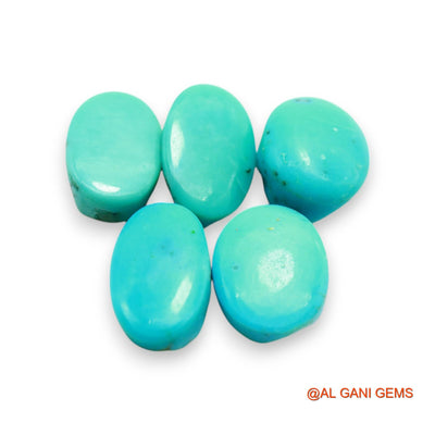 5 Pcs 34.00 Cts Natural Arizona TURQUOISE Loose Gemstone Oval Cabochon Wholesale Lot 10X14X4 TO 9X16X4 MM T-724