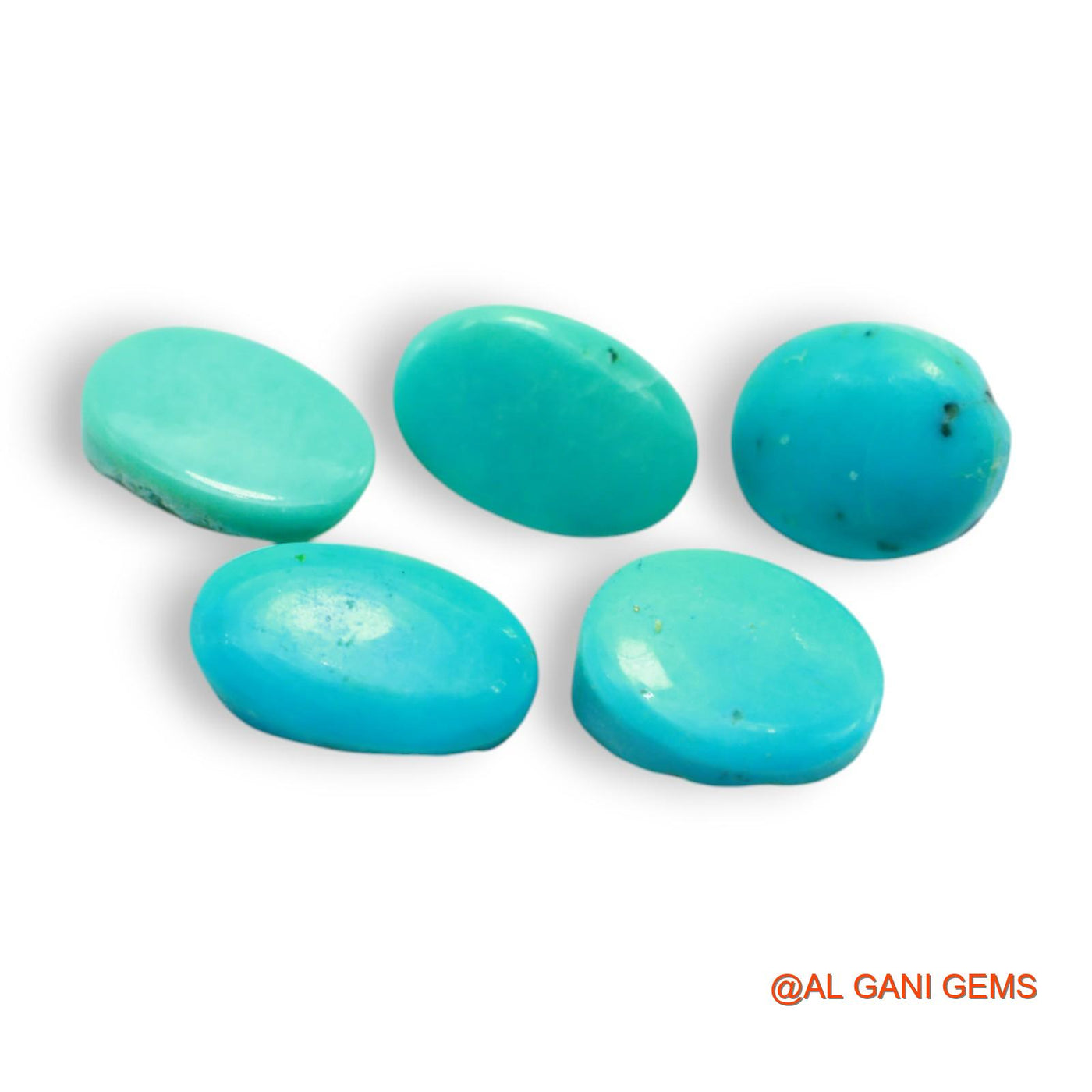 5 Pcs 34.00 Cts Natural Arizona TURQUOISE Loose Gemstone Oval Cabochon Wholesale Lot 10X14X4 TO 9X16X4 MM T-724