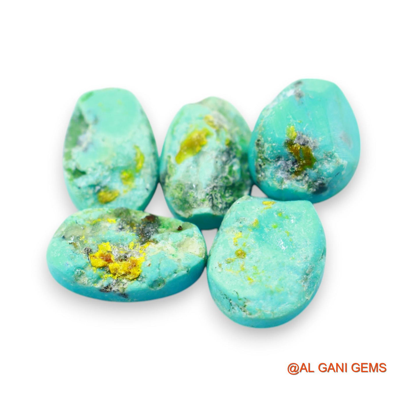 5 Pcs 34.00 Cts Natural Arizona TURQUOISE Loose Gemstone Oval Cabochon Wholesale Lot 10X14X4 TO 9X16X4 MM T-724