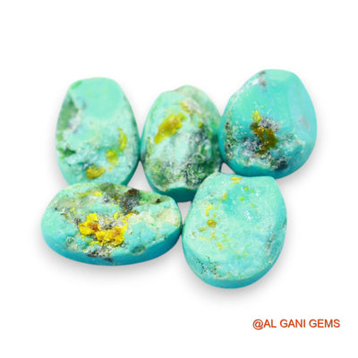5 Pcs 34.00 Cts Natural Arizona TURQUOISE Loose Gemstone Oval Cabochon Wholesale Lot 10X14X4 TO 9X16X4 MM T-724