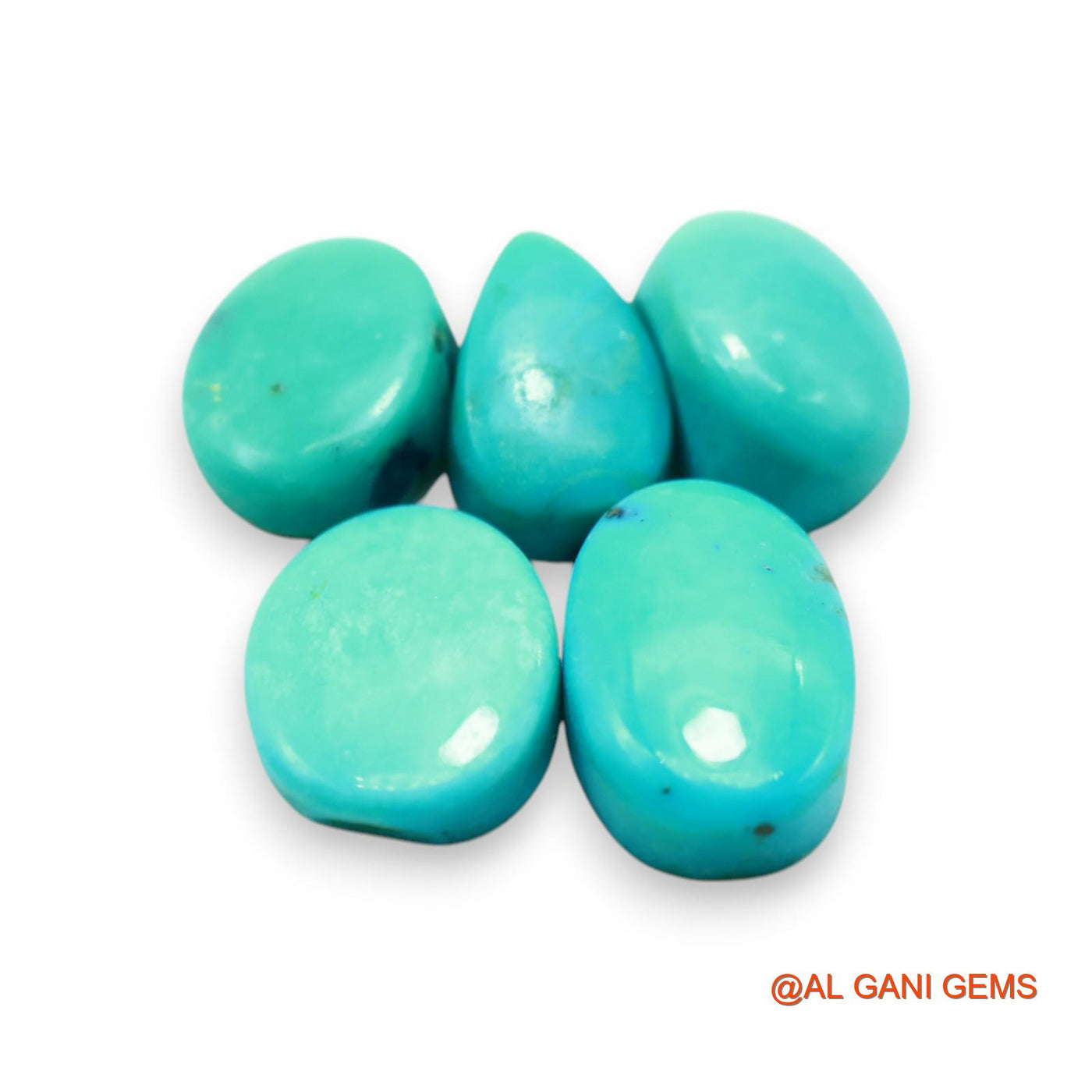 5 Pcs Wholesale Lot Natural TURQUOISE Gemstone 34.00 Cts Loose Oval Cabochon From Arizona 8X13X5 TO 10X16X5 MM T-725