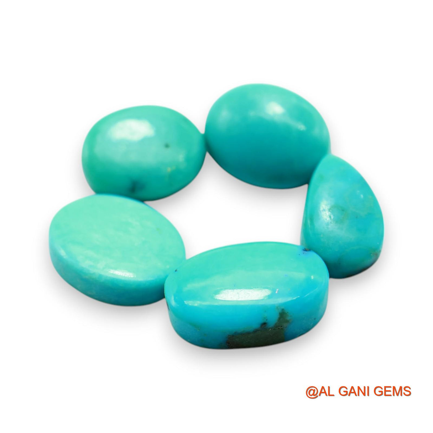 5 Pcs Wholesale Lot Natural TURQUOISE Gemstone 34.00 Cts Loose Oval Cabochon From Arizona 8X13X5 TO 10X16X5 MM T-725