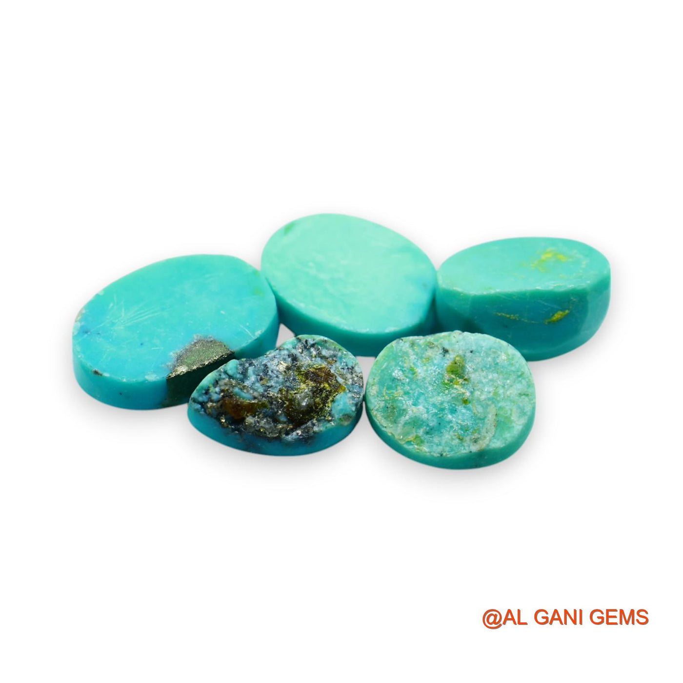 5 Pcs Wholesale Lot Natural TURQUOISE Gemstone 34.00 Cts Loose Oval Cabochon From Arizona 8X13X5 TO 10X16X5 MM T-725