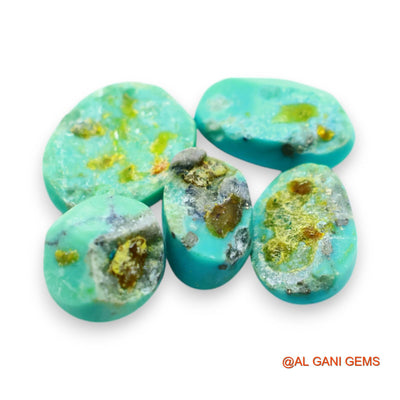 5 Pcs Wholesale Lot Natural TURQUOISE Gemstone 30.00 Cts Loose Oval Cabochon From Arizona 10X12X7 TO 12X15X4 MM T-726