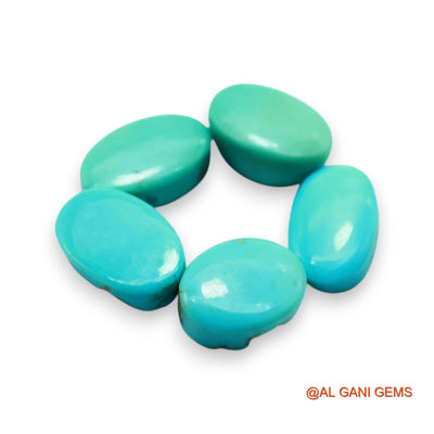 32.00 Cts Natural Arizona TURQUOISE Oval Cabochon 5 Pcs Wholesale Lot Loose Gemstone 10X13X5 TO 9X15X6 MM T-727