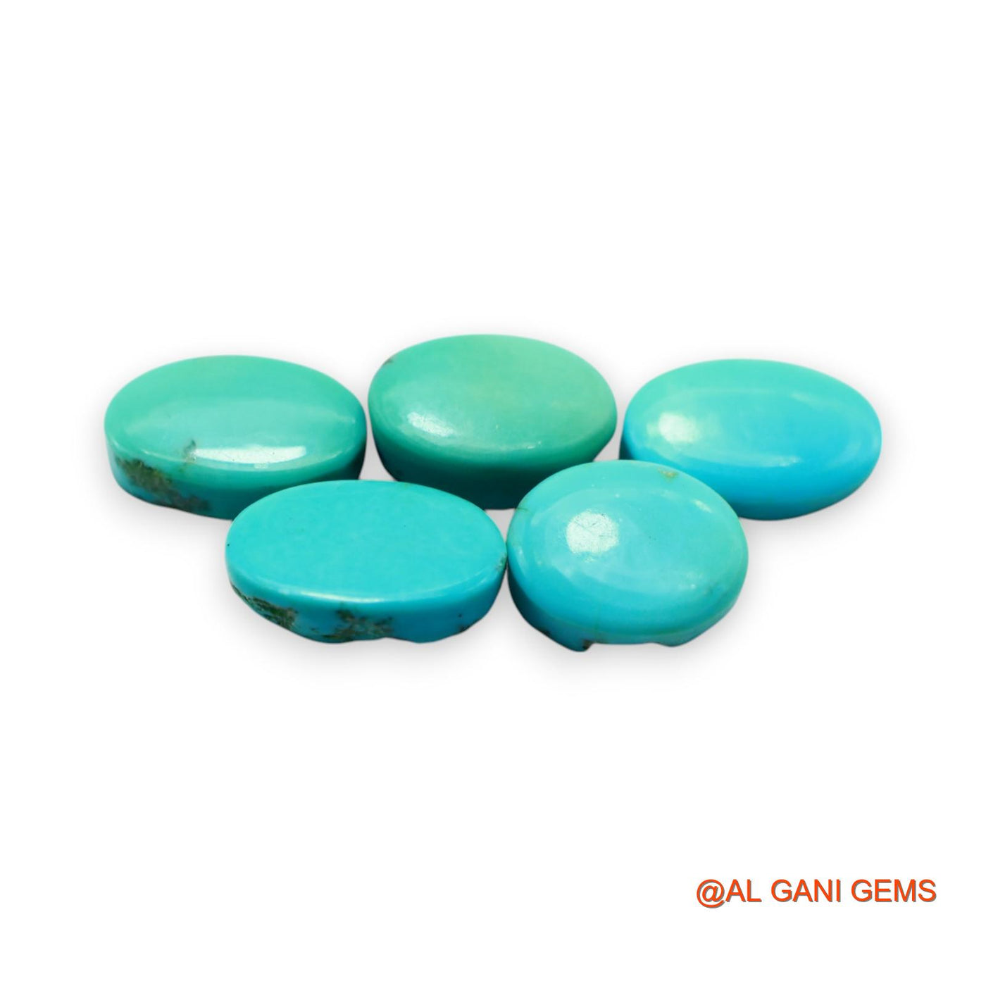 32.00 Cts Natural Arizona TURQUOISE Oval Cabochon 5 Pcs Wholesale Lot Loose Gemstone 10X13X5 TO 9X15X6 MM T-727