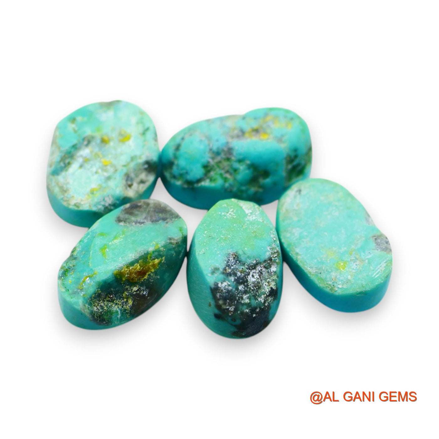 32.00 Cts Natural Arizona TURQUOISE Oval Cabochon 5 Pcs Wholesale Lot Loose Gemstone 10X13X5 TO 9X15X6 MM T-727