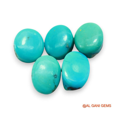 5 Pcs 31.00 Cts Natural Arizona TURQUOISE Loose Gemstone Oval Cabochon Wholesale Lot 10X12X5 TO 9X14X5 MM T-728