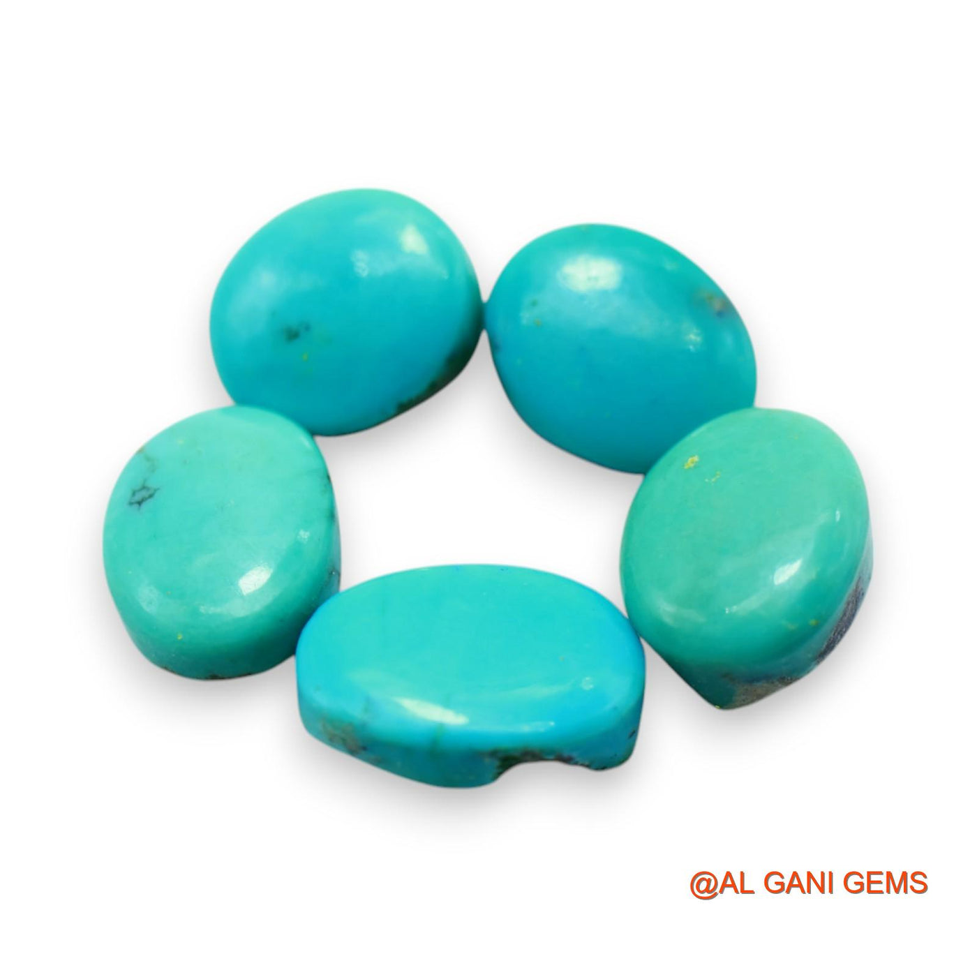 5 Pcs 31.00 Cts Natural Arizona TURQUOISE Loose Gemstone Oval Cabochon Wholesale Lot 10X12X5 TO 9X14X5 MM T-728