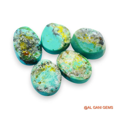 5 Pcs 31.00 Cts Natural Arizona TURQUOISE Loose Gemstone Oval Cabochon Wholesale Lot 10X12X5 TO 9X14X5 MM T-728