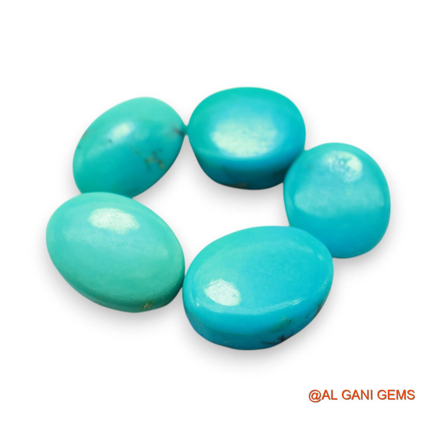Natural TURQUOISE Loose Gemstone Oval Cabochon From Arizona 5 Pcs Wholesale Lot 32.00 Cts 10X12X5 TO 11X15X5 MM T-729