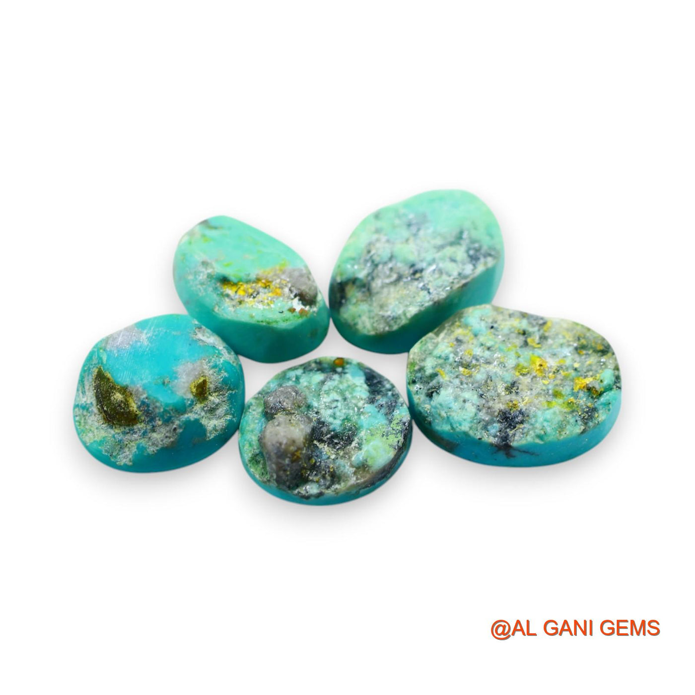 Natural TURQUOISE Loose Gemstone Oval Cabochon From Arizona 5 Pcs Wholesale Lot 32.00 Cts 10X12X5 TO 11X15X5 MM T-729